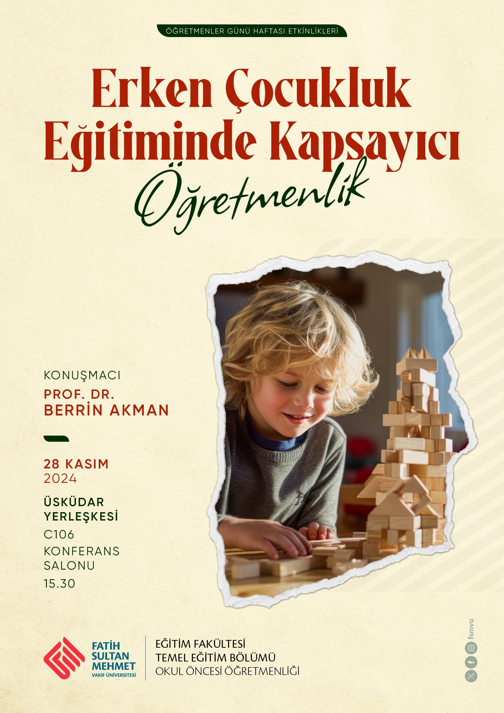 Erken Çocukluk Eğitiminde Kapsayıcı Öğretmenlik