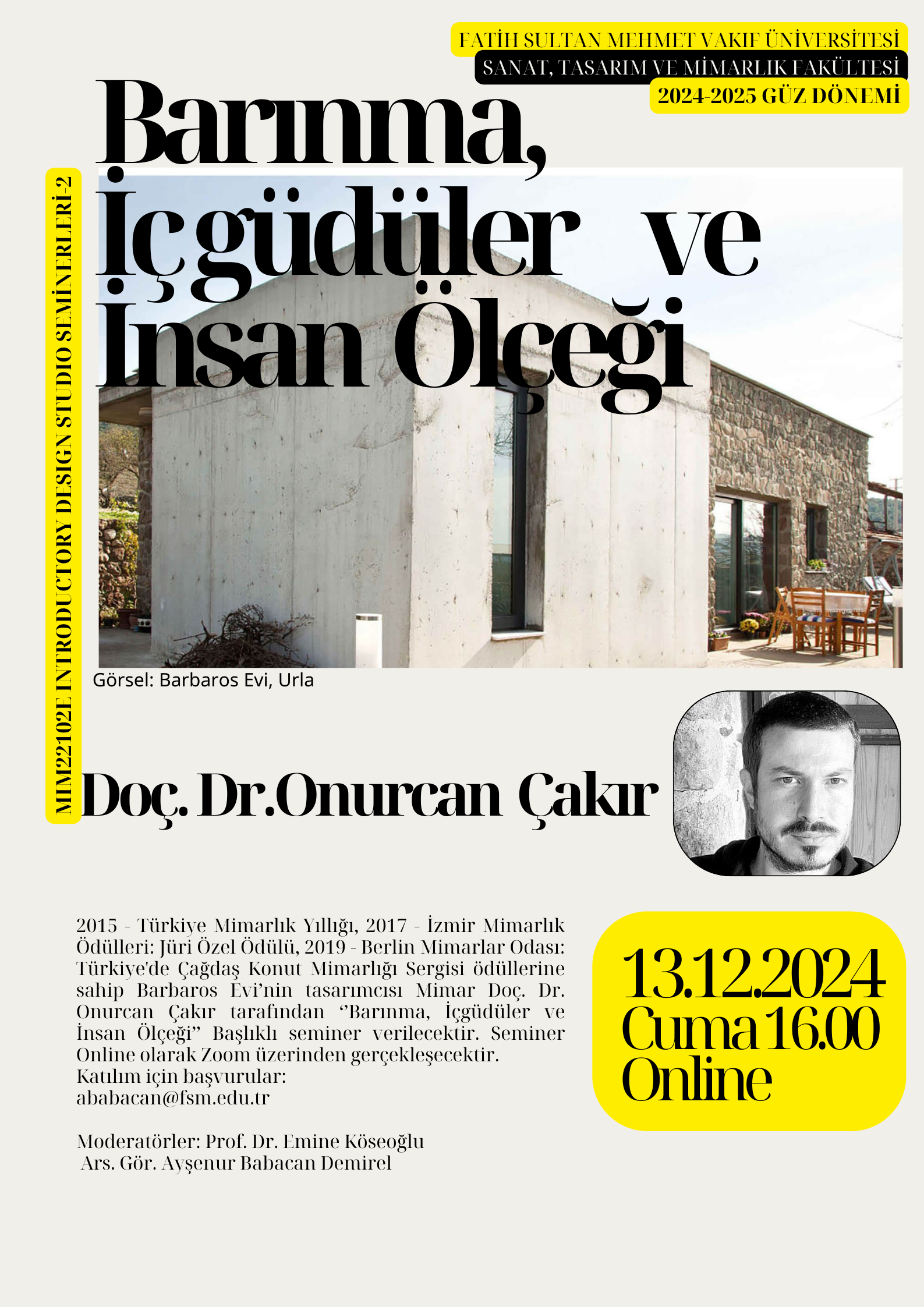 Barınma, İç güdüler ve İnsan Ölçeği - Doç.Dr. Onurcan ÇAKIR